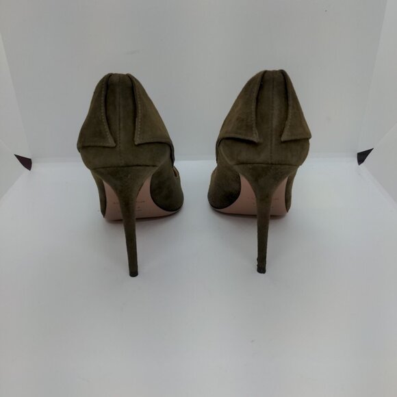 Aquazzura Hollywood 105 Suede Pumps Moss Green - Picture 5 of 11